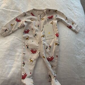 Petit Lem Holiday Kids Footie - Cream with Red and Green